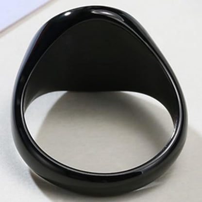 Jude Jewelers Stainless Steel Classical Simple Plain Round Signet Style Pinky Wedding Statement Promise Anniversary Ring - color: Black
