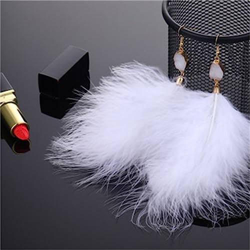 Feather Earrings for Women Boho Bohemian Style Tassel Fringe Statement Drop | Boho Tassel Fringe Statement Drop Earrings Dangle with Bohemian Vibe for Summer Beach Vacation Cruise Festival Outfit - color: White