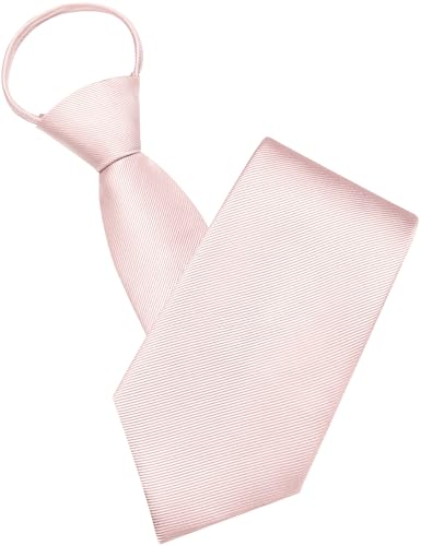 GUSLESON 3.15"（8cm） Mens Pre-tied Adjustable Zipper Tie Solid Necktie for Business and Wedding - color: Blush Pink