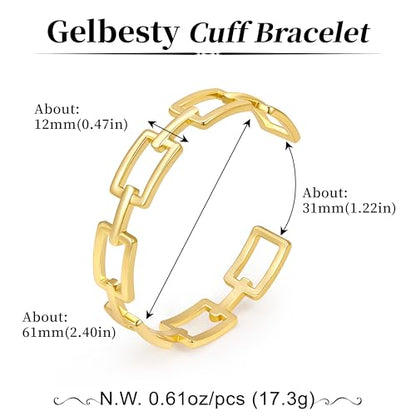 Gelbesty Infinity Love Knot Dainty Gold Bangle Bracelets for Women, 14K Gold Plated Adjustable 925 Silver Bracelet, Trendy Jewelry Gifts for Valentine's Day - color: Silver_Square