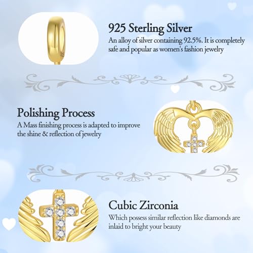 925 Sterling Silver Charms fits Bracelets and Necklace Pendant Bead Charms Jewelry Gift for Women Family Friends - style: Gold Cross Charm