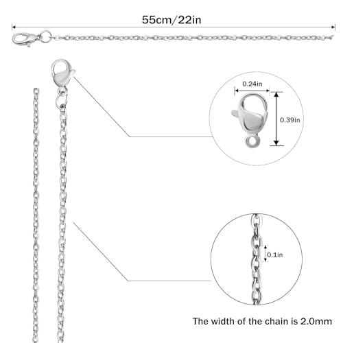 Topacket 24 Pack Necklace Chains Bulk,Stainless Steel DIY Cable Link Chains for Jewelry Making 22 Inches - color: Silver, size: 22inches