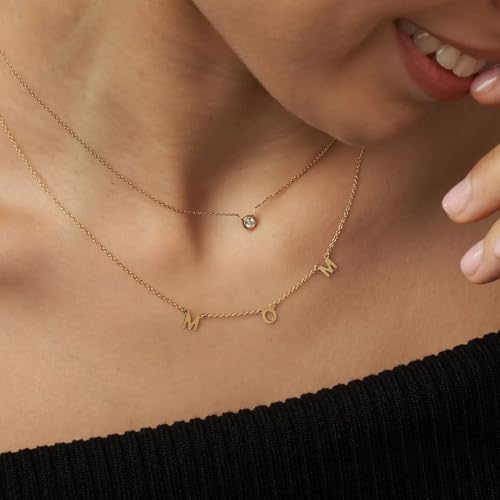 OAK & LUNA Inez Initial Necklace - Gold Plated & Sterling Silver — A-Z Letter Pendant on 15″ + 2″ Adjustable Cable Chain - color: 18K Gold Plated Silver, style: Letter E