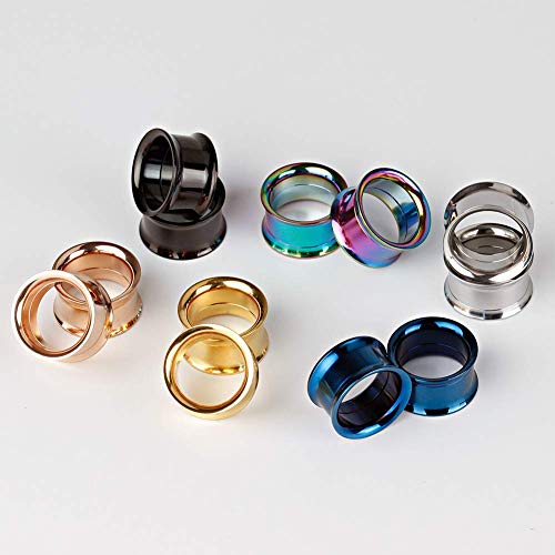 Set of 12 pcs Stainless Steel Ear Plugs Large Double Flare Alloy Gauges Stretching Screw Fit Tunnels Gauge 2g - 1 inch - size: 18mm