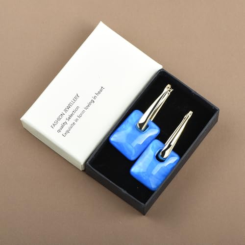 Multicolor Acrylic Dangle Hoop Earrings for Women, 2-Way Detachable Geometric Statement Earrings, Lightweight Fashion Jewelry Gifts - color: Royal Blue