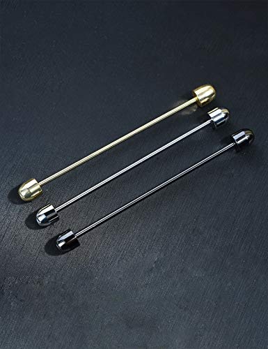 3PCS Men's Classic Brass Shirt Collar Bar Tie Pins Set for Wedding Business with Gift Box - color: Bullet Head