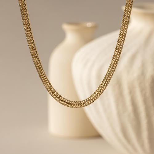 Gold Chain for Women & Men,14K Gold Chain Necklace for Men &Women Woven Chains for Womens Simple Layered Herringbone Choker Chains Necklaces 4MM 18” 20” 22” 24” - size: 18inchs