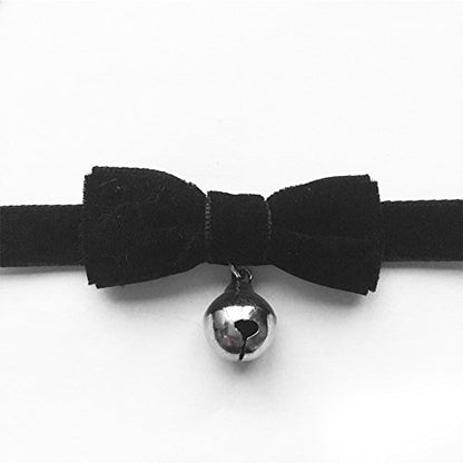 COS Gothic Lolita Bow Bells Velvet Ribbon Lace Necklace Choker