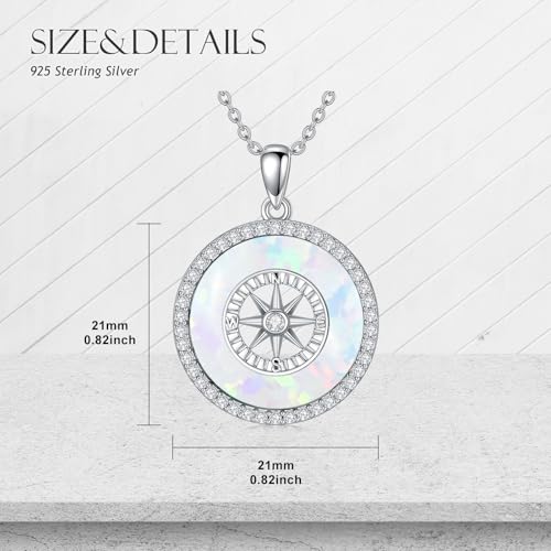 AOBOCO 2026 Graduation Gifts 925 Sterling Silver Compass Pendant Necklace High School College Graduation Jewelry Gifts for Women Daughter - style: C-White Opal