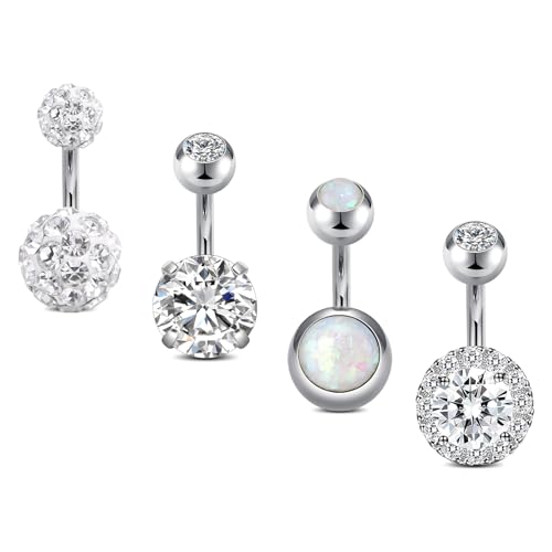 VCMART Belly Button Ring Short Bar Belly Ring Short Belly Button Rings Surgical Steel 6mm Belly Rings for Women Small Belly Button Piercing Navel Rings Piercing Jewelry - color: C1 -silver