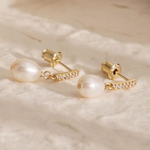 Gold Earrings for Women Trendy, Dainty Dangle Earrings 14K Gold Plated Drop Earrings Cute Wedding Earrings Fashion Prom Bridal Jewelry Gifts - color: Gold-A3