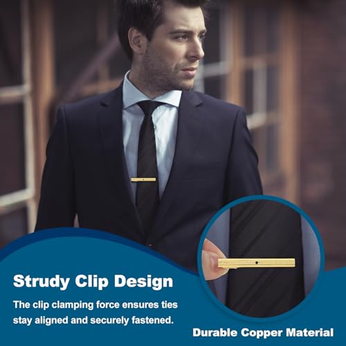 PATIKIL Tie Clip for Men, Rhinestones Necktie Bar Pinch Clips with Black Gift Box for Regular Ties Wedding Business Valentine's Day Father's Day Anniversary - color: Gold Tone(Black)