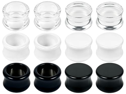 Cisyozi 6G-30mm Acrylic Gauges for Ear Double Flared Saddle Lightweight Ear Gauges Tunnels Plugs Stretcher Expander Piercing Body Jewelry for Women Men Black Clear - color: 16mm = 5/8 inch