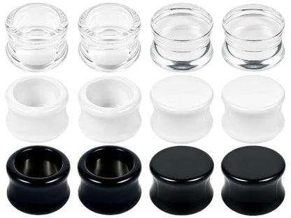 Cisyozi 6G-30mm Acrylic Gauges for Ear Double Flared Saddle Lightweight Ear Gauges Tunnels Plugs Stretcher Expander Piercing Body Jewelry for Women Men Black Clear - color: 25mm = 1 inch