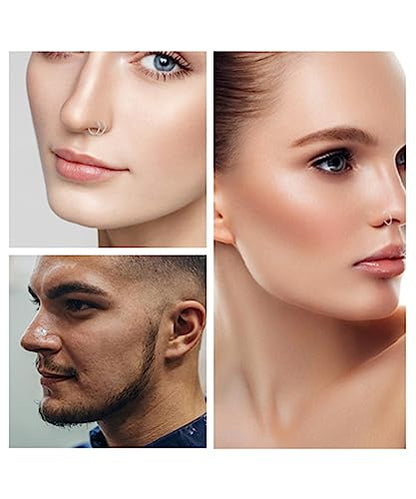 21PCS 18G 20G 22G 316L Stainless Steel Nose Rings Hoop for Women Men Double Nose Ring CZ Nose Stud Piercing Jewelry - color: 22G-Sliver tone