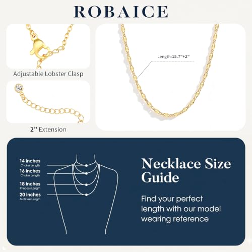 Robaice Necklaces for Women, 14K Gold/Silver Plated Chain Necklace | Dainty Paperclip Cuban Chain, Choker Necklace for Women, Non Tarnish Jewelry Gifts Trendy - color: Gold Cuban Chain