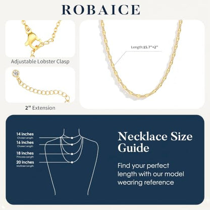 Robaice Necklaces for Women, 14K Gold/Silver Plated Chain Necklace | Dainty Paperclip Cuban Chain, Choker Necklace for Women, Non Tarnish Jewelry Gifts Trendy - color: Gold Cuban Chain
