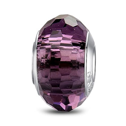 MICOO 925 Sterling Silver Charms for Bracelets,Fashion DIY Dangle Pendants Beads Simulated Birthstone Charms,Birthday Gifts for Women - color: 1Violet Charms