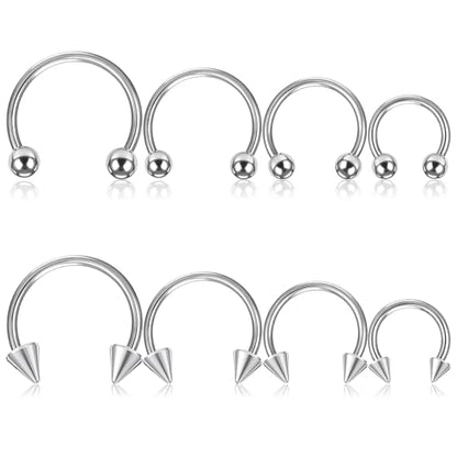 SynHHergyx 16 Gauge Small Septum Ring Septum Piercing Jewelry16G Nose Rings 6-12mm Lip Earring Eyebrow Hoop Rings Silver