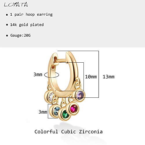 LOYATA Gold Huggie Hoop Earrings 14K Gold Plated Dainty Small Simple Hypoallergenic Jewelry Gift for Women - style: Rainbow Dots-1