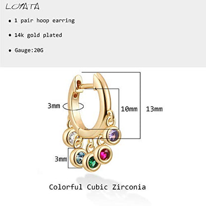 LOYATA Gold Huggie Hoop Earrings 14K Gold Plated Dainty Small Simple Hypoallergenic Jewelry Gift for Women - style: Rainbow Dots-1