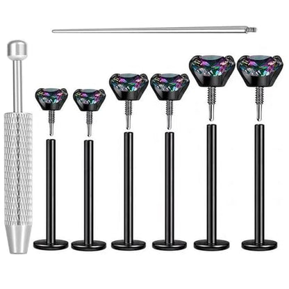 Uni-J Flat Back Stud Earrings for Women Hypoallergenic Surgical Stainless Steel Internal Thread Tragus Helix Cartilage Conch Nose Monroe Labret Medusa Piercing Jewelry /Be Equipped With Piercing Ball Grabber Tool(18G/20G - Gold/Silver/Black/Rose Gold) - c