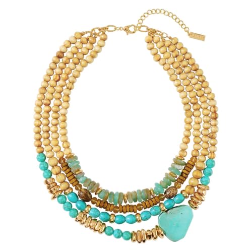 Turquoise Jewelry for Women Chunky Beaded Necklaces Boho Statement Necklace Layered Turquoise Necklaces for Women Fashion Gift - color: Lightblue