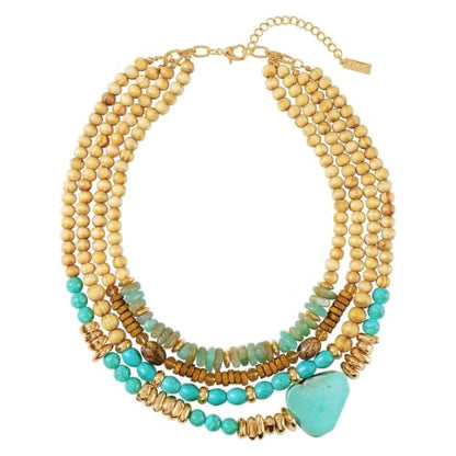 Turquoise Jewelry for Women Chunky Beaded Necklaces Boho Statement Necklace Layered Turquoise Necklaces for Women Fashion Gift - color: Lightblue