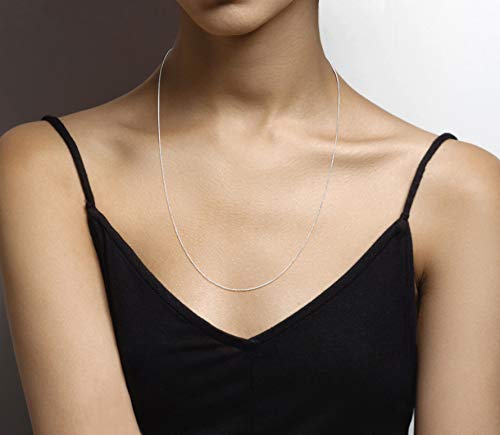 Miabella 925 Sterling Silver or 18K Gold Plated Italian 1mm Adjustable Solid Thin Bolo Box Chain Necklace for Women / 14-24 Inch Slider/Made in Italy - style: sterling silver