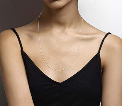 Miabella 925 Sterling Silver or 18K Gold Plated Italian 1mm Adjustable Solid Thin Bolo Box Chain Necklace for Women / 14-24 Inch Slider/Made in Italy - style: sterling silver