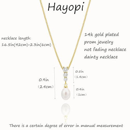 Pearl Necklaces for Women Trendy,14k Gold Plated Pearl Pendant Necklace Dainty Wedding Necklace Small Cute Gold Choker Necklace for Women Non Tarnish Gold Prom Jewelry Fashion Bridesmaids Gifts - color: Dangle necklace