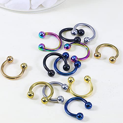 12G Septum Rings Ear Gauges Earrings Hoops Eyebrow Piercings lip Rings Hoop 316L Surgical Steel Cartilage Helix Tragus Rook Daith Earrings Piercing Jewelry for Women Men 10mm 12mm 14mm 16mm - style: 12G 10MM Mix Color