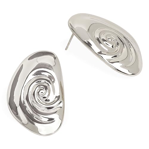 Jean Beau Chunky Gold Stud Earrings for Women Trendy Gold Plated Dangle Drop Prom Birthday Fashion Office Jewelry Gift - color: Shell