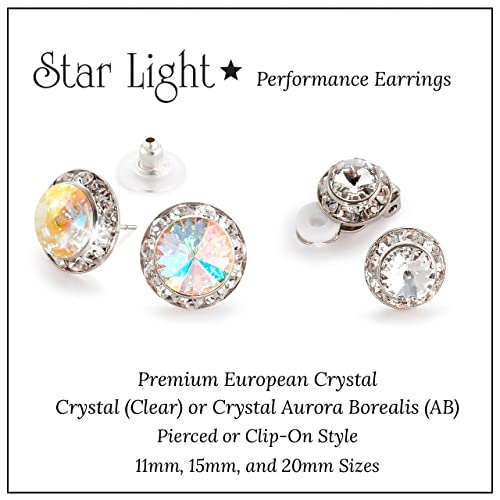 Star Light Crystal Rhinestone Earrings for Dance, Pageant, Prom, Wedding | Elegant sparkling jewelry, European quality crystals for ballroom, skating, figure competition, and special events - color: 20mm Crystal AB Pierced