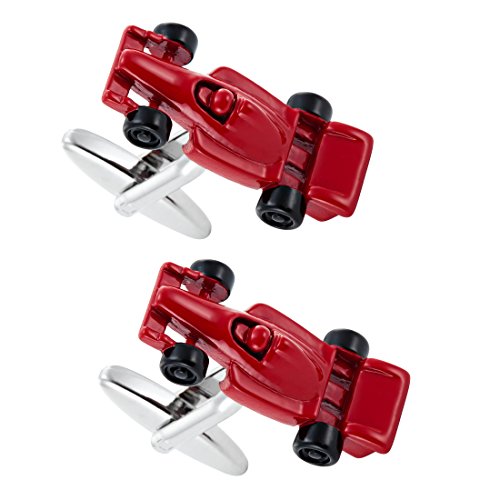 Urban Jewelry Cufflinks for Men, Stainless Steel Tuxedo Shirt Accessories – Black, Silver, Gold Cuff Links for Wedding, Business, Gifts for Father, Husband, Boyfriend, Son - style: Red Race Car Style