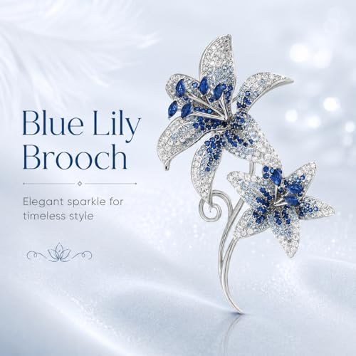 Flower Brooch for Women Rhinestone Pearl Zirconia Flower Lapel Pin Birthday Holiday Gift for Mother Wife Girlfriend - color: 02 Lily-2