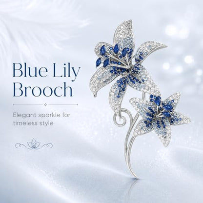 Flower Brooch for Women Rhinestone Pearl Zirconia Flower Lapel Pin Birthday Holiday Gift for Mother Wife Girlfriend - color: 02 Lily-2