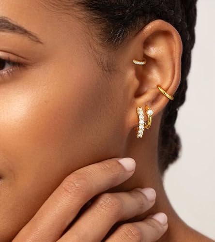 wowshow Gold Hoop Earrings for Women Chunky Hoops 14K Gold Plated Thick Hollow Tube Lightweight Earrings for Mother Birthday Gifts 20/25/30/40/50MM - color: Gold Hoop Earring Set