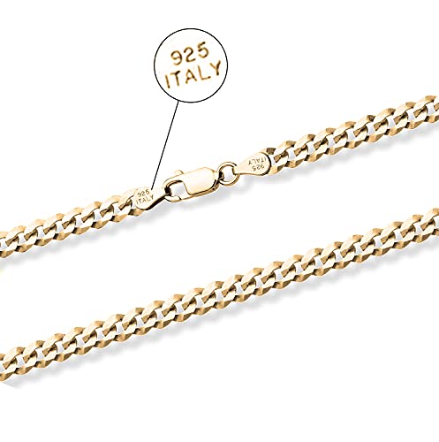 Savlano 925 Sterling Silver Chain Anklet Rope, Figaro, Mariner, Curb - 18K Gold Plated Chain Anklet Available in 9, 10 and 11 - Inches for Women Comes with a Gift Box - Made in Italy - style: Curb 2.2mm