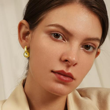14k Gold Plated Ball Dangle Earrings for Women Sterling Silver Ball Drop Earrings Hypoallergenic Round Balls Hoop Earring Leverback Lightweight Earrings Fashion Jewelry - color: 03-gold