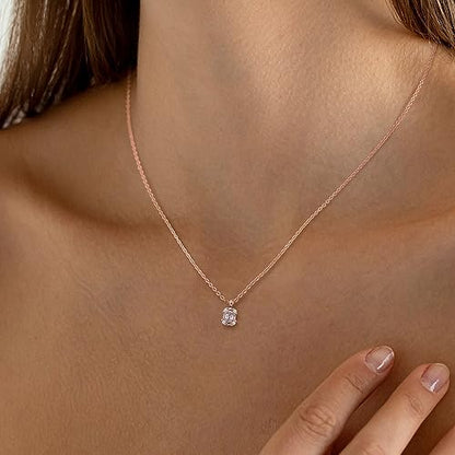Tewiky Pendant Necklace for Women 14k Gold Plated Chain Choker Necklaces | Dainty Necklaces,Aesthetic Simple Necklace,Jewelry Gifts for Women - color: roes gold CZ
