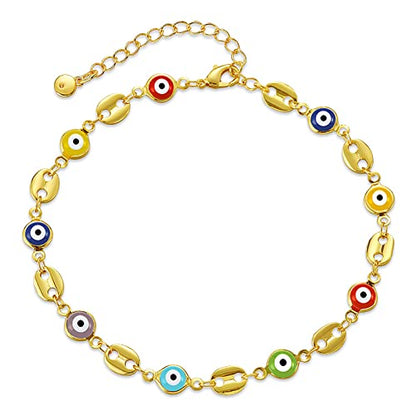 Ankle Bracelets for Women 18K Gold Plated Anklet for Women Gold Charm Anklet Waterproof Summer Beach Foot Chain Jewelry Gifts - style: Evil Eye and Pig Nose