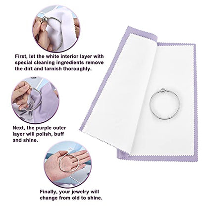 SEVENWELL Silver Polishing Cloth, 2PCS Large Jewelry Cleaning Cloths | Dual-Layer Cleaning, Large 10" × 12", Reusable, Removes Tarnish, Restores Shine, For Sterling Silver, Gold & Platinum - color: Purple