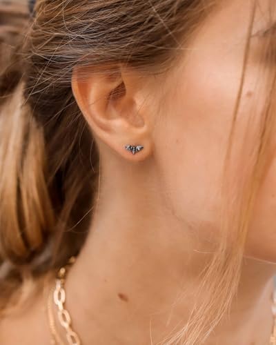 Stud Earrings for Women- 14K Gold/White Gold Plated/Black Bow Dragon Softball Snake Bat Stud Earrings - color: black bat