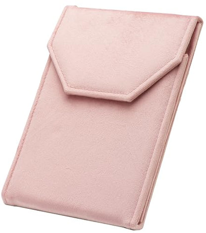 Velvet Necklace Jewelry Travel Folder Storage Display Case (Pink) - color: Pink