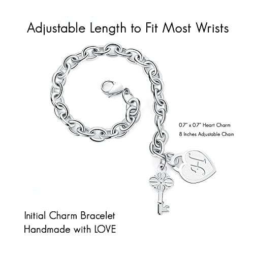 TONY & SANDY Initial Charm Bracelets for Girls Women Stainless Steel A-Z Bracelet Personalized Gifts Birthday Graduation Easter Basket Stocking Stuffers for Teens Girls Women Jewelry - style: H