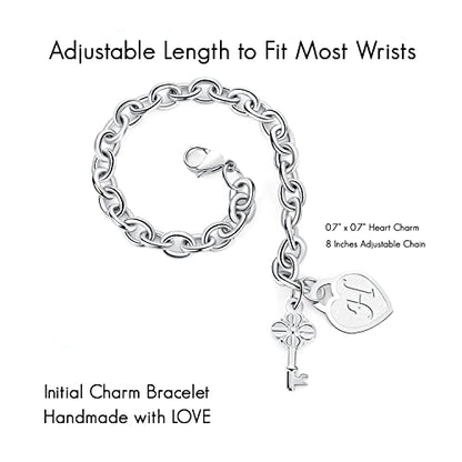 TONY & SANDY Initial Charm Bracelets for Girls Women Stainless Steel A-Z Bracelet Personalized Gifts Birthday Graduation Easter Basket Stocking Stuffers for Teens Girls Women Jewelry - style: H