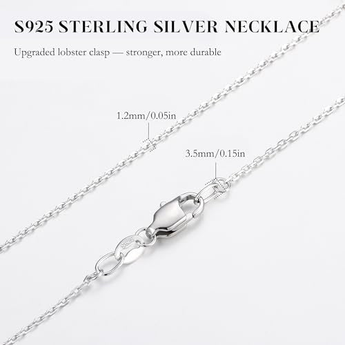 IEFWELL S925 Sterling Silver Chain Necklace for Women, 1.2 mm Cable Chain | Hypoallergenic Non-Tarnish Long Lasting Shiny Dainty Italian Quality