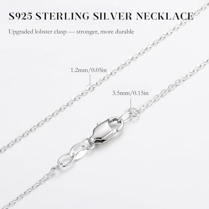 IEFWELL S925 Sterling Silver Chain Necklace for Women, 1.2 mm Cable Chain | Hypoallergenic Non-Tarnish Long Lasting Shiny Dainty Italian Quality