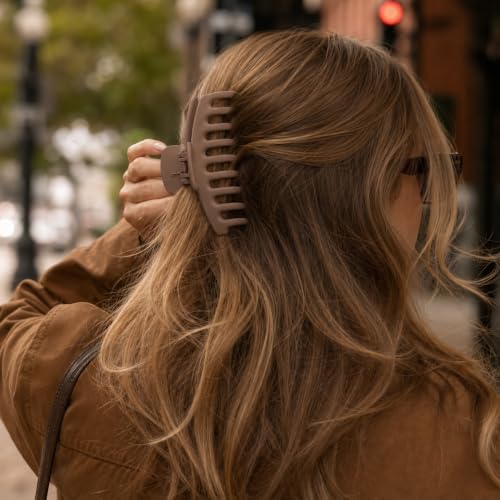 TOCESS Pink Brown Large Claw Clips: 8 Pack 4.3" Neutral Matte Hair Clips | Strong Hold Jumbo Jaw Clips for Thick, Thin, Curly & Fine Hair Women Pink, Apricot, Mocha and Dark Brown - color: Milk Tea, Agarwood, Sakura, Misty Rose